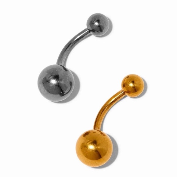 Claire's Jewelry - Claire’s Mixed Metal Titanium 14G Belly Bars - 2 Pack new